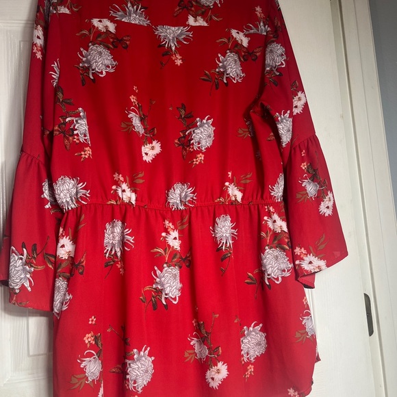 Stella Tweed Y2K plus size red and white floral Belle sleeve tunic top size 2x - Picture 6 of 9